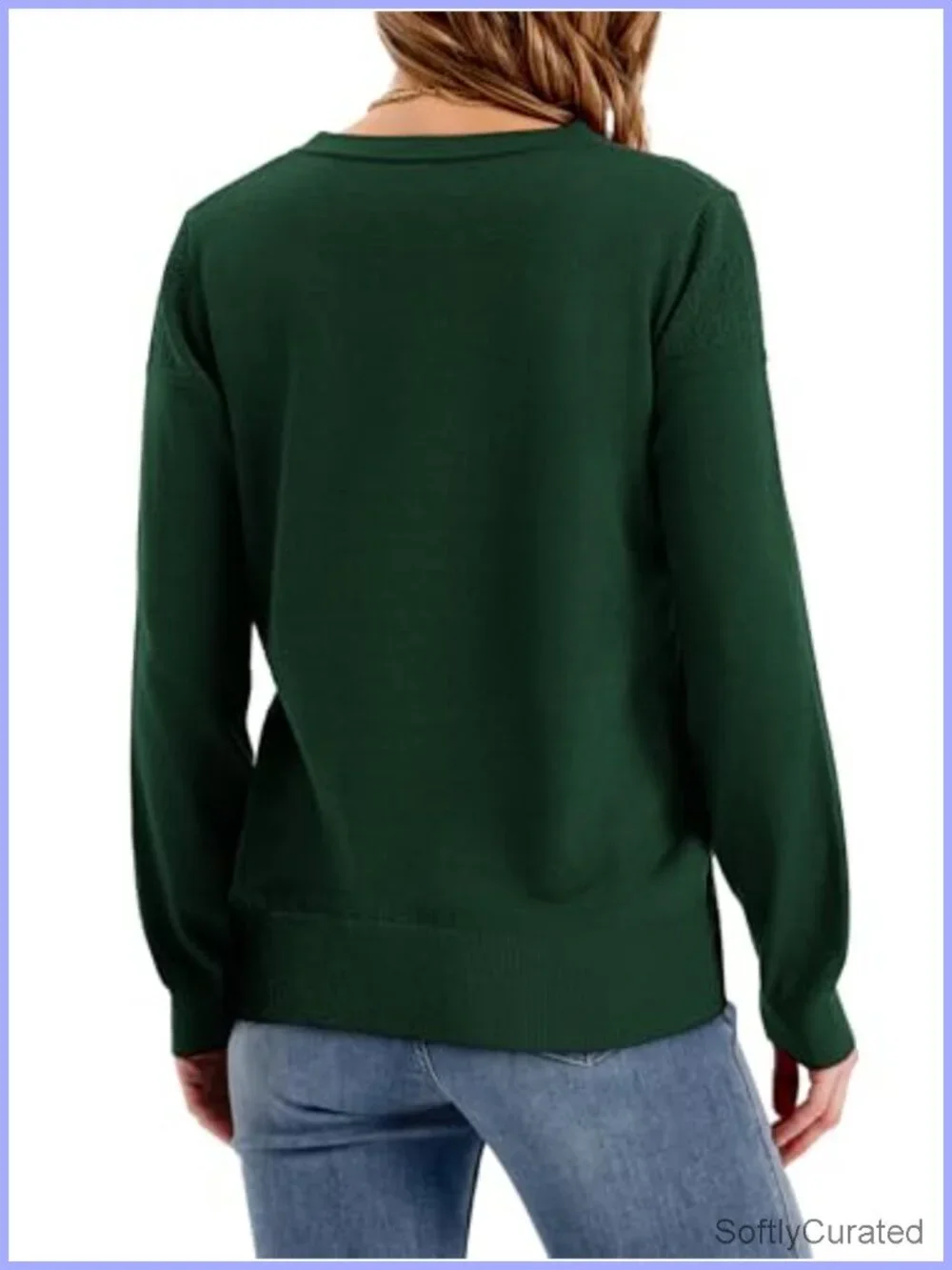 Crewneck Crochet Cable Knit Long Sleeve Pullover Sweater
